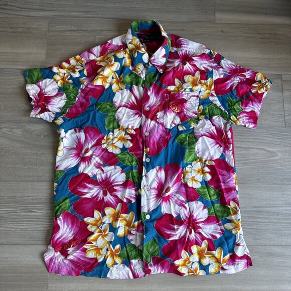 Polo Ralph Lauren Men’s‎ M Floral Hawaiian Shirt Short Sleeve Viscose Button VTG - Picture 1 of 12